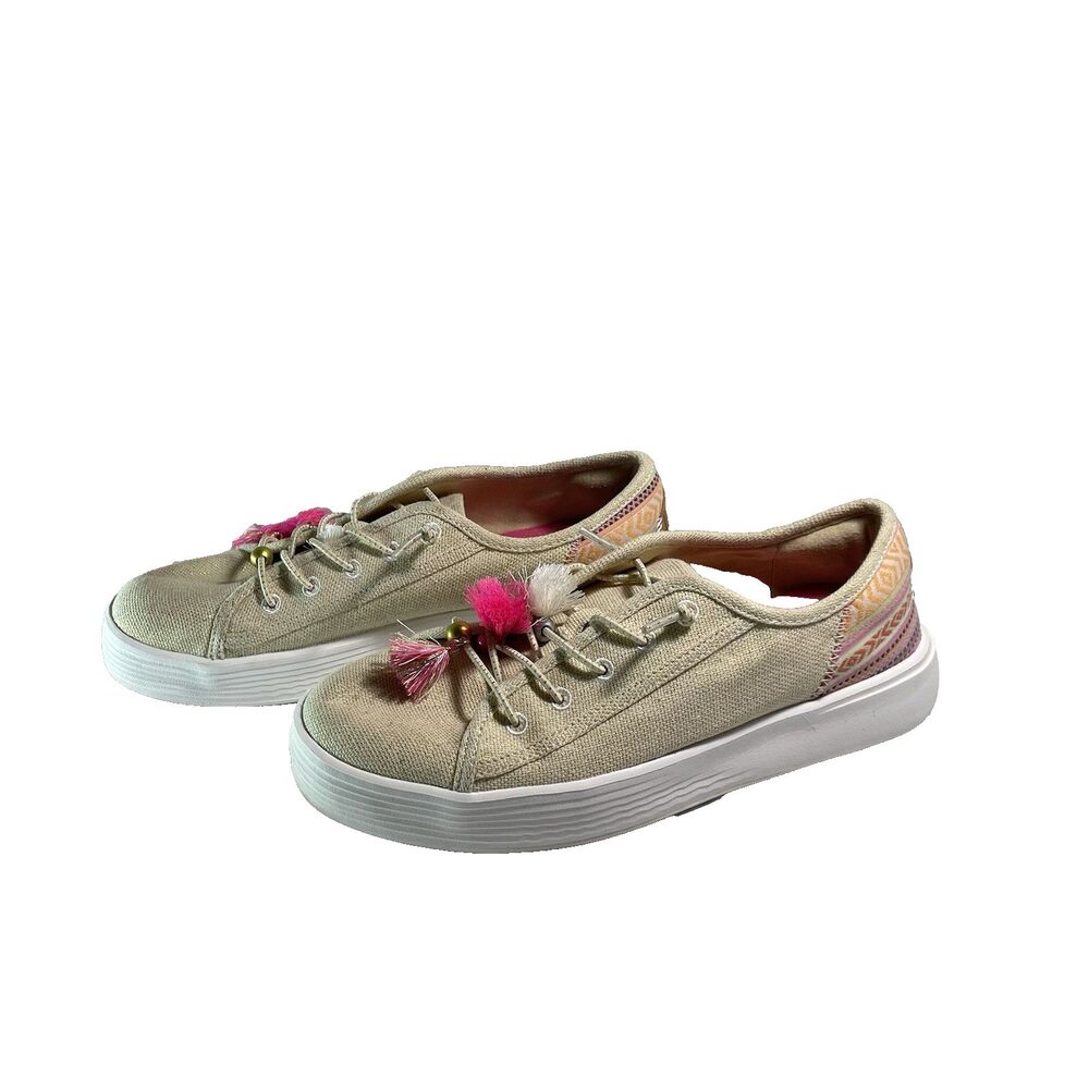 Hey Dude Womens Cody Boho Natural size 8 festival shoes w beaded feather accents
